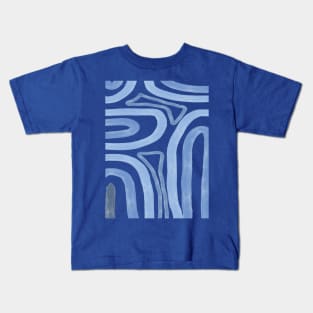 Sea blue curved cool doodle  watercolor Kids T-Shirt